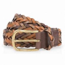 Men's Brown Leather Plaited Belts