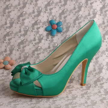 Green Bows Brides Shoes for Wedding