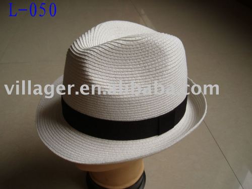 white paper braid hat, fedora hat