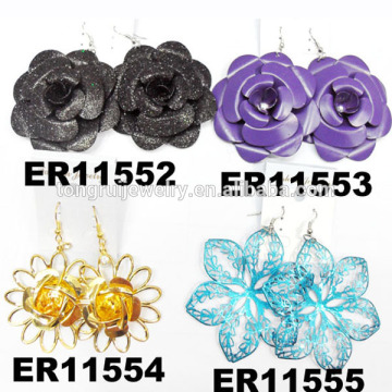 cheap metal flower shaped enamel flower earrings