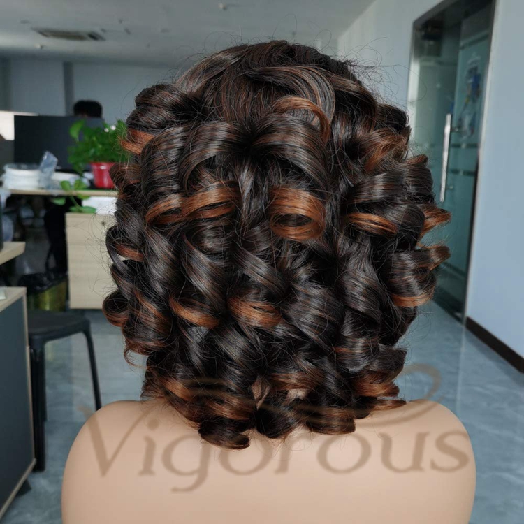 Vigorous Cheap Price Shoulder Length Mixed Brown Bob High Temperature Fiber Super Wave For Black Women Synthetic Hair Wigs