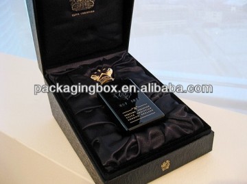 Noble black hard cardbaord Packaging Box for Perfume with golden lock