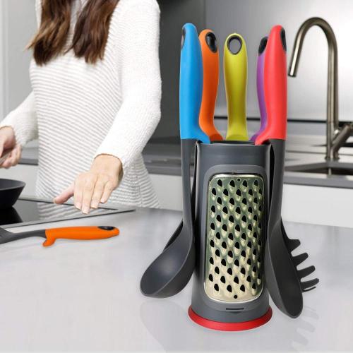 Set d&#39;ustensiles de cuisine en nylon avec support de rangement multifonction