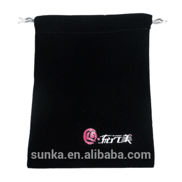 Black Printed Velvet Dust Bag For Jewellery