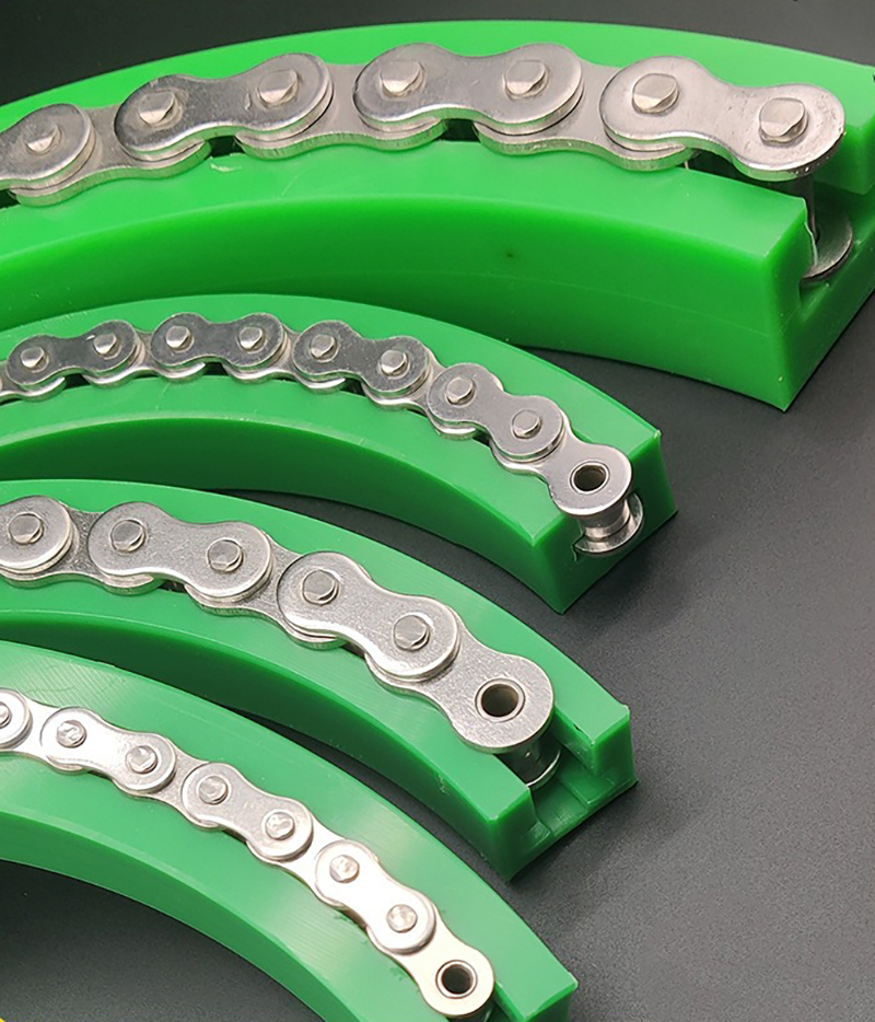 DIN ISO 606 UHMW PE görgős láncok vezetősínek CTS típus