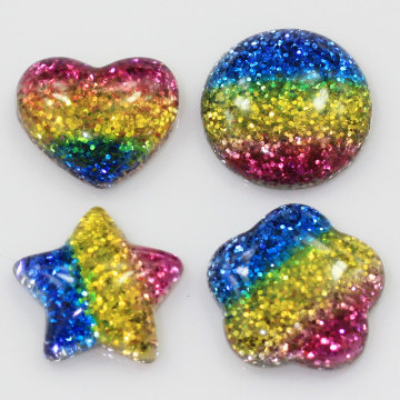 Various Shape Heart Star Round Flatback Resin Charms Colorful Beads For Handmade Craft Decor Clothes Room Ornaments