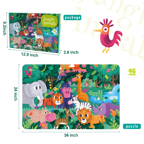 Jungle Animals Giant Floor Puzzle para crianças com mais de 3 anos