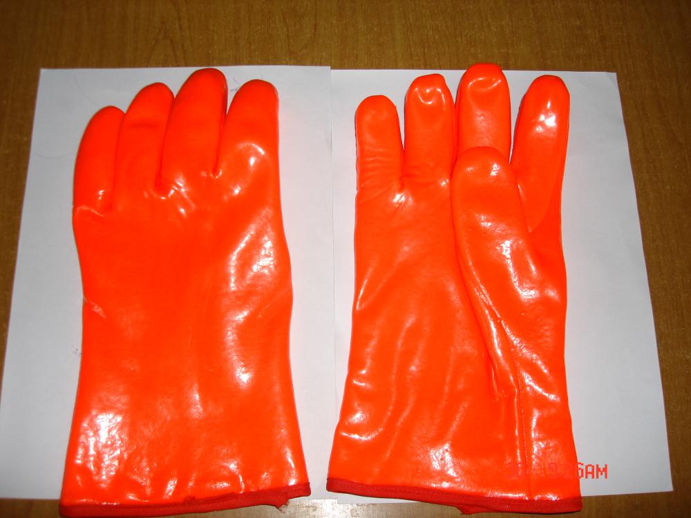 Chemical Resistant Gloves Orange PVC Coated 12"