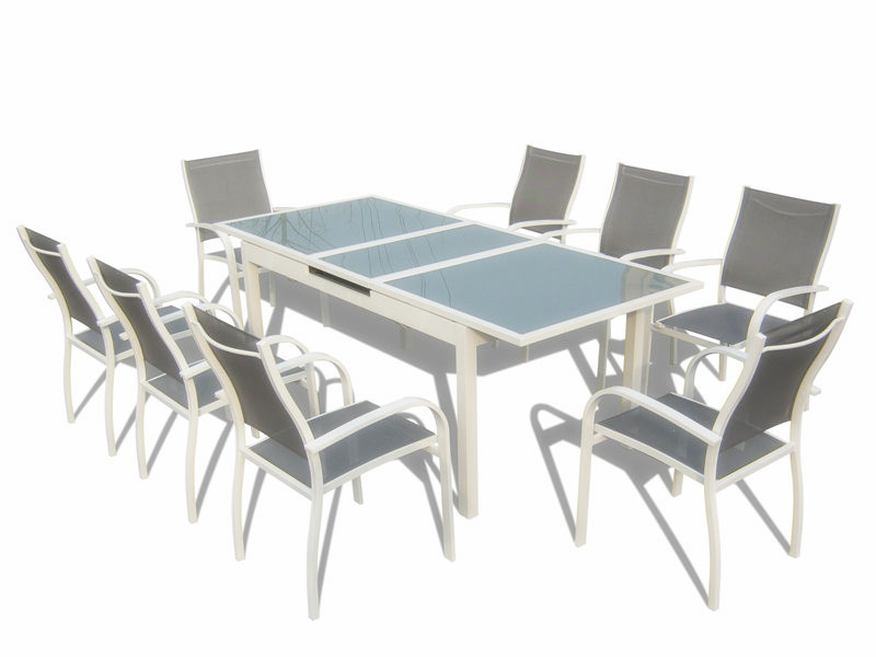 9pcs alu. extension dining set