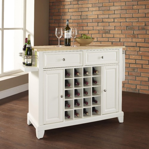 Butcher Wood Top Wine Storage Luxury Kitchen Island Carts