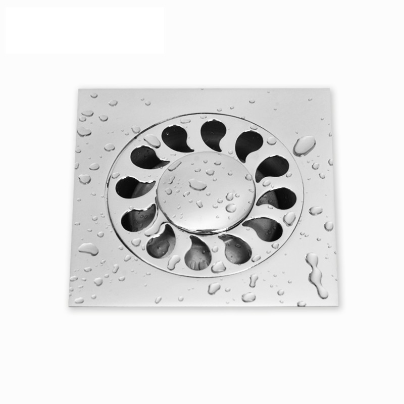 Square brass shower floor drain