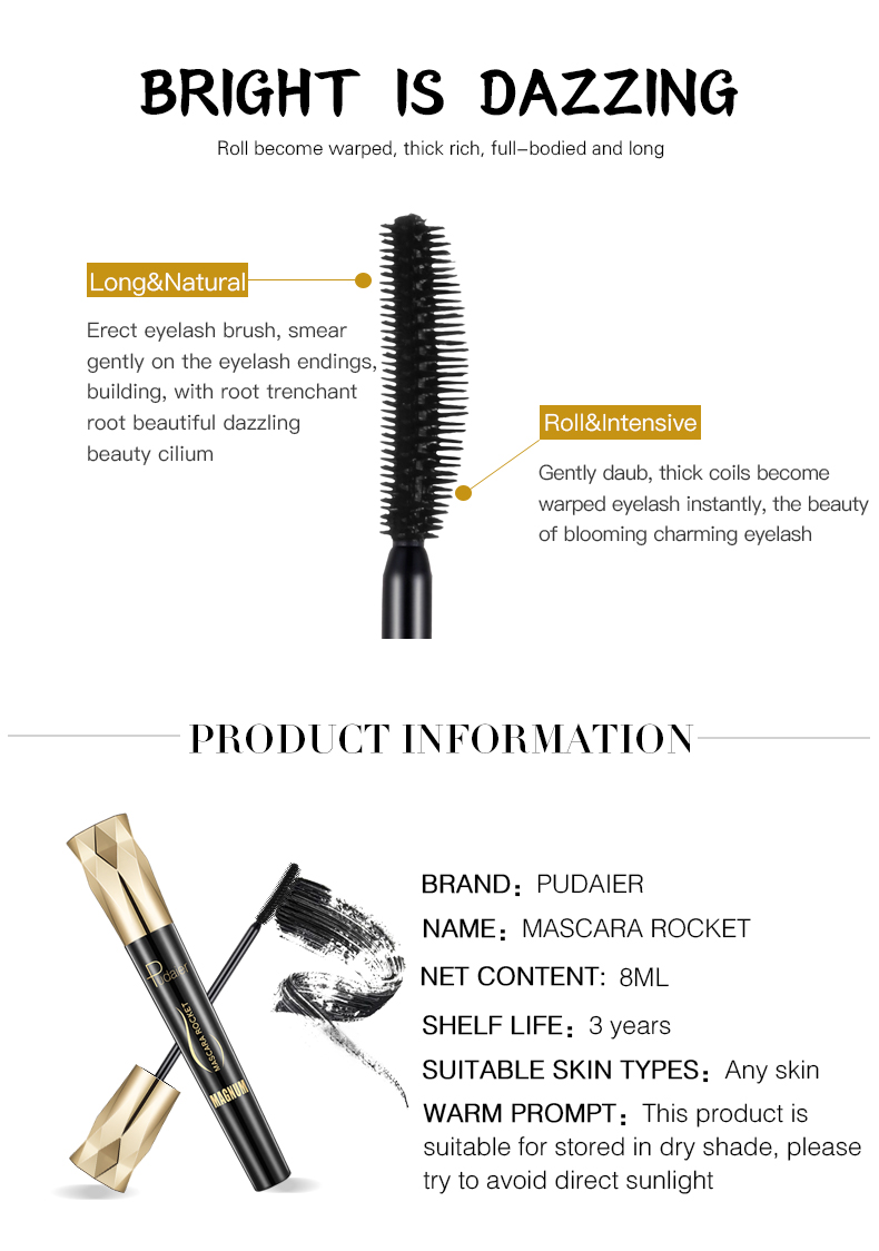 Pudaier High Quality Long-Lasting Waterproof 4D Fiber Mascara