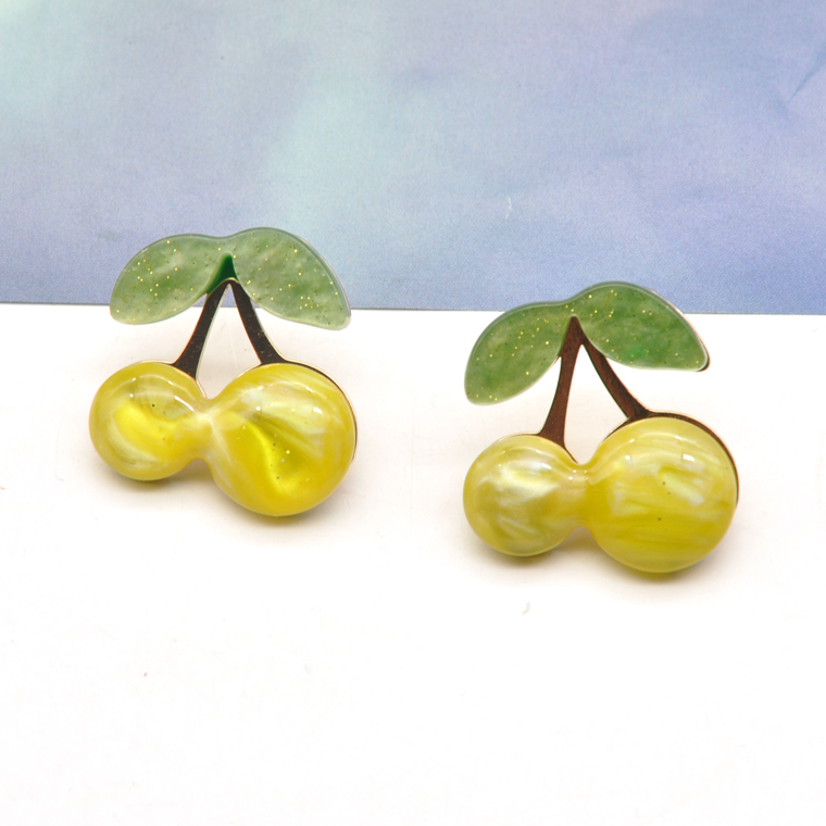 Newest design mini size colorful acrylic cherry stud earrings