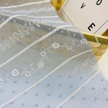 Summer  Faddish Chiffon Ground Yarn Embroidery Fabric