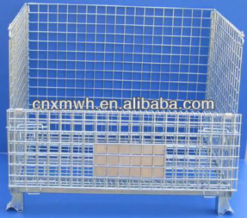 Front drop gate wire mesh container