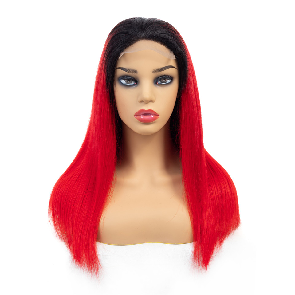 Red Human Hair Hd Lace Front Wig Brazilian Human Hair Lace Front Ombre Dark Black Red Wig Deep Wave Lace Frontal Wig Red