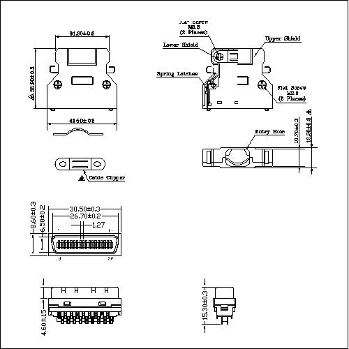 1.27mm Series Shielded Backshell Kits 36P Str 1.27mm Series Shielded Backshell Kits 36P Str
