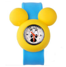 Mickey Cute Kids Boy Girl Rubber Snap-on Slap Silicone Wristband Watch