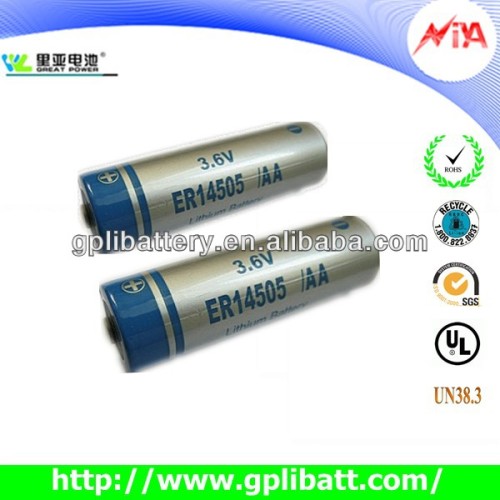 2400mah lithium cell 3.6v er14505 battery aa size