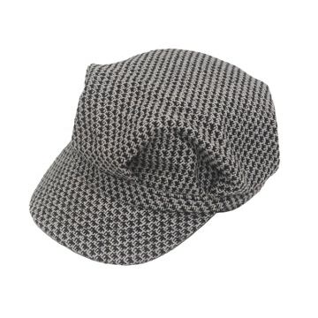 Classic Plain Blank Houndstooth Tweed Baker Boy Cap