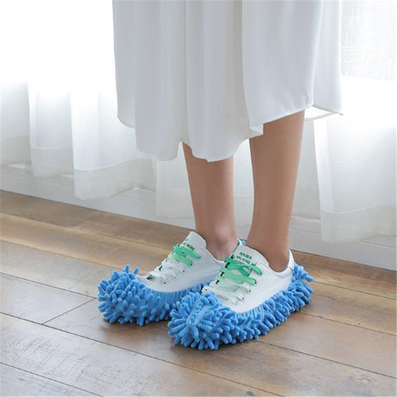 Factory direct sales floor cleaning removable  chenille sloth mopping slippers cover mop cute guest slippers set