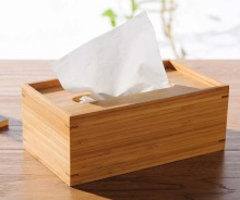 Bamboo rectangular tissue box