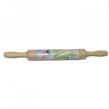 Wooden rolling pin with rotatable handle