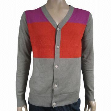 Men's cashmere cardigan, soft hand texture