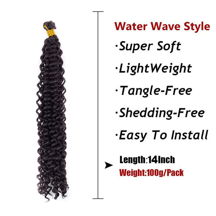 Wholesale Water Wave Twist Crochet Hair Curly Afro Water Deep Ombre Color Braiding Hair Extensions Synthetic Fiber 14 Inch