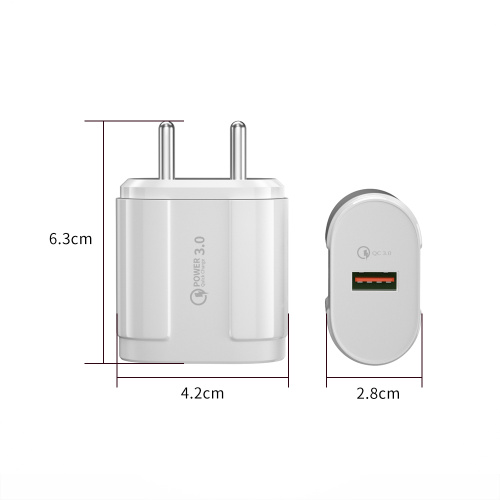 Indien QC3.0 18W USB Smart Charger Adapter White