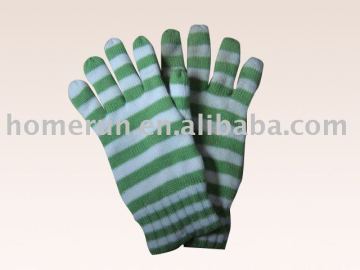 stripe glove/knitted glove/ladies' glove