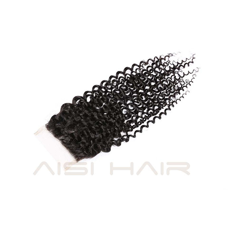 Brazilian Afro Curly 4*4 Lace Closure Human Hair Human Hair Extensions Natural Color Human Hair