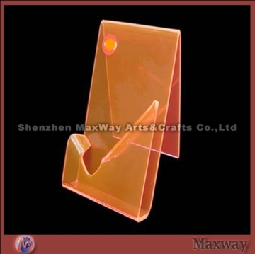 Fashionable hot bending orange Acrylic camera/mobilephone display holder/stand