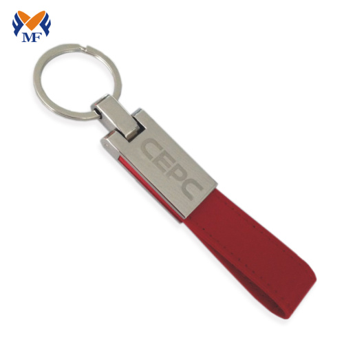 Custom pu handmade leather keychain with logo