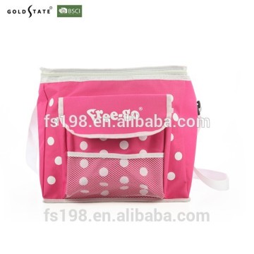 Pink insulated shoulder strap lunch cooler bag