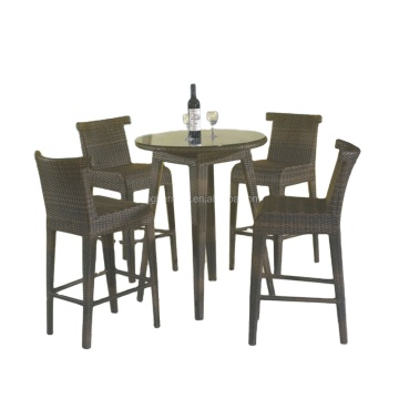 Rattan Wicker Outdoor Bar Stool and Table Set
