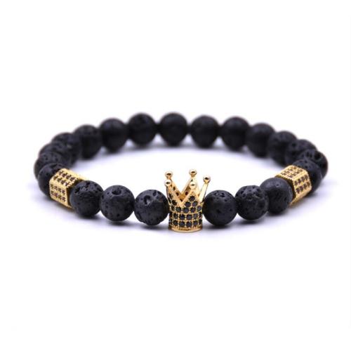 Lava stone women Crown Stretcth Bracelet