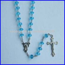 blue crystal cross rosary