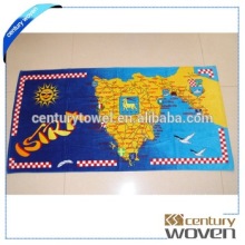 Custom velour map printed beach towel in china
