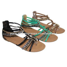 Hot sale ladies gladiator shoes with zipper counter