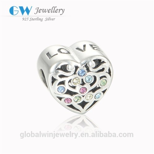 Fashionable Love Heart Box Solid Sterling Silver Beads