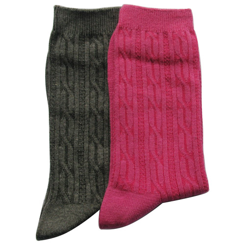 Chaussettes mi-mollet gris et rose