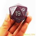 Bescon Glitter Jumbo D20 38MM, Big Size 20 Sides Dice Glitter Purple, Big 20 Faces Cube 1.5 inch