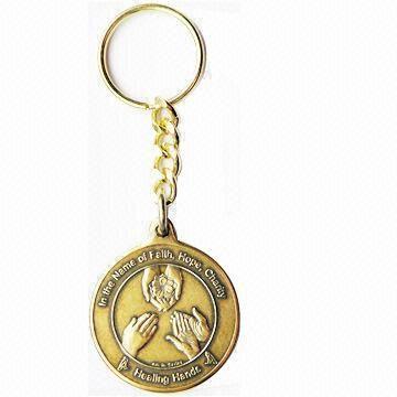 Coin Keychain, Made of Metal, Metal Type of Iron, Various Sizes, Customized Logos Welcomed