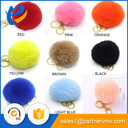 Custom Animal Fur Ball Keychain Fur Pom Pom Keychain for Promotion