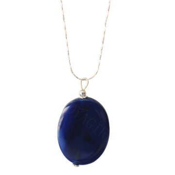 Natural Gemstone Agate Necklace with Silver Chain