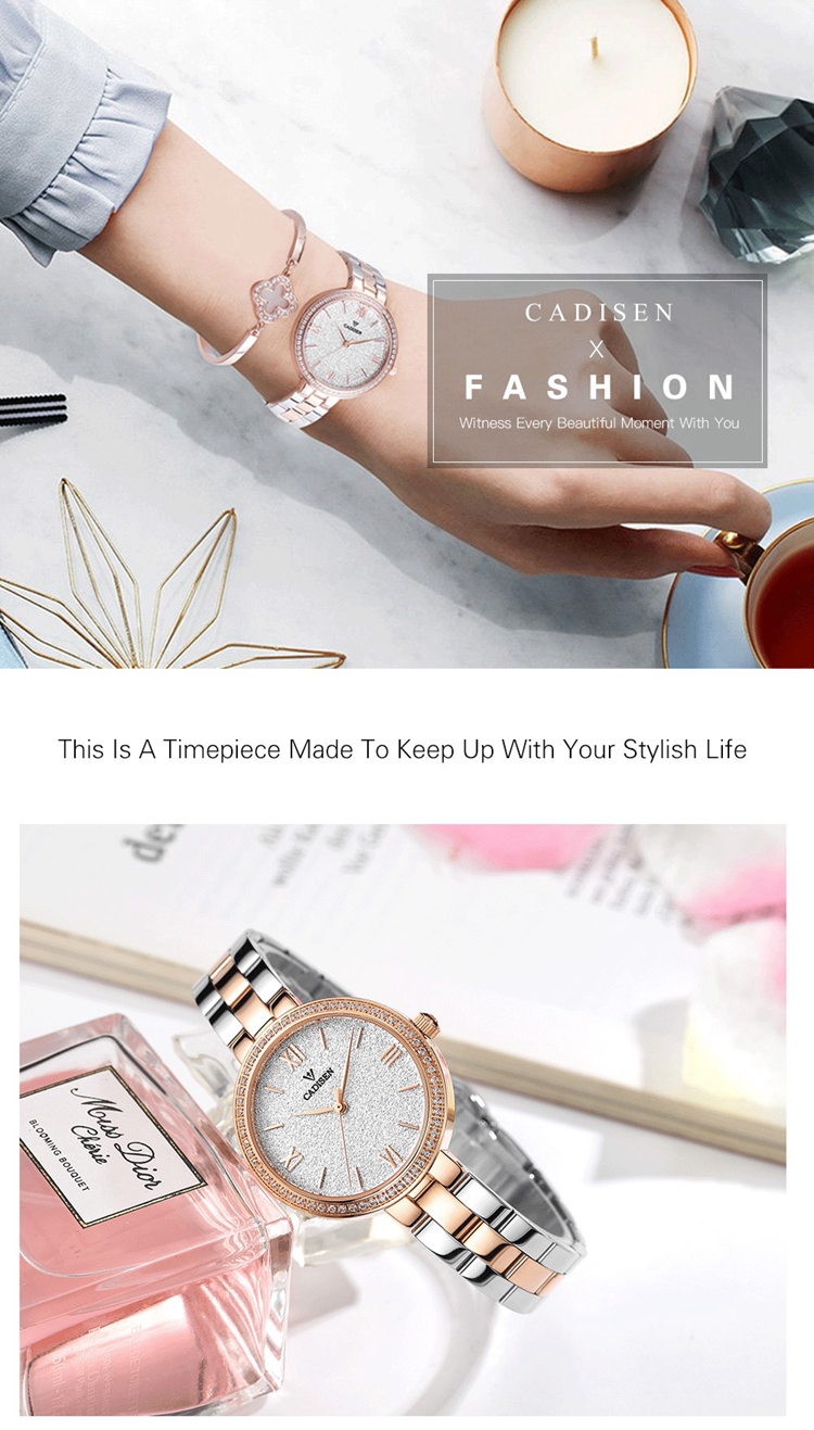 CADISEN 2017 latest girl hand quartz wrist watch japanese movt dial fashion ladies stainless steel watch