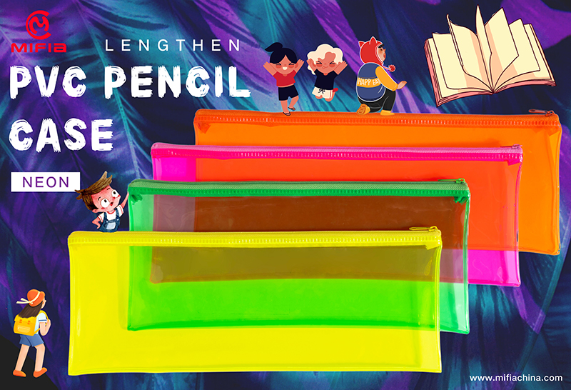 PVC Translucent Neon Colored Pencil Case