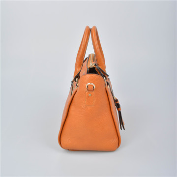 Leather tote bag with double handles