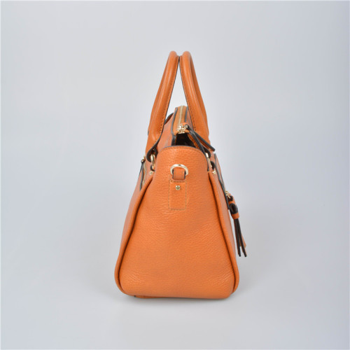 Leather tote bag with double handles